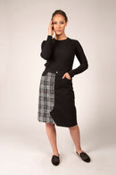 STATIC COMBO TWEED & DENIM SKIRT