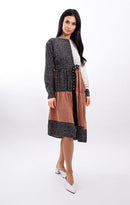 STATIC COMBO FABRIC BUCKLE WAIST DRESS