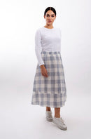 STATIC FLOWY PLAID SKIRT