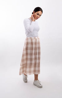 STATIC FLOWY PLAID SKIRT