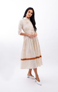 STATIC CHECKERED WAISTED SHIRT DRESS