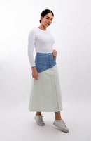 STATIC DENIM COMBO MIDI SKIRT