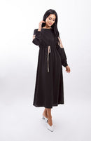 STATIC COLORBLOCK WAISTED MIDI DRESS