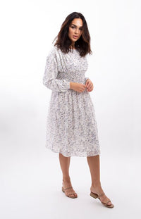 STATIC WATERCOLOR SMOCK WAIST DRESS