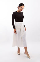 STATIC TUCK DETAIL MIDI SKIRT