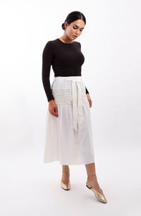 STATIC TUCK DETAIL MIDI SKIRT
