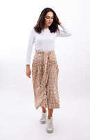 STATIC GINGHAM BELTED MIDI SKIRT