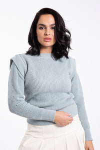 STATIC PADDED SHOULDER SWEATER