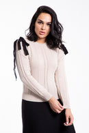 STATIC CABLE BOW DETAIL SWEATER