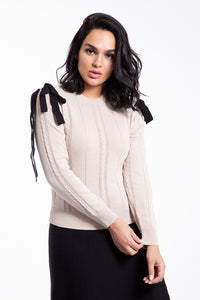 STATIC CABLE BOW DETAIL SWEATER