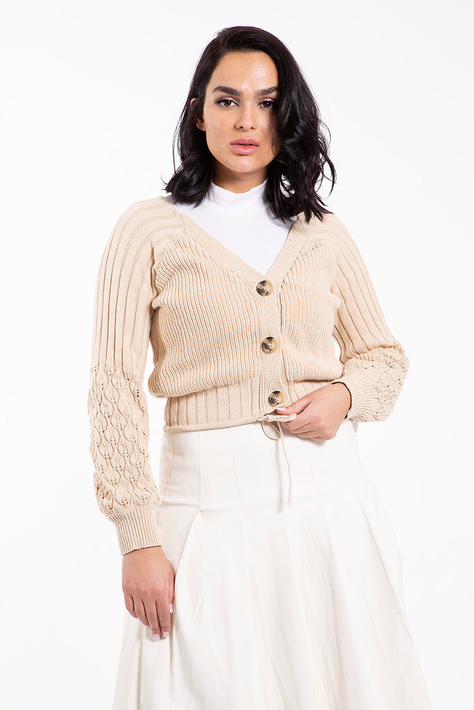 STATIC CROCHET DETAIL SLEEVE CARDI