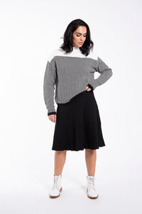 STATIC HERRINGBONE COMBO SWEATER
