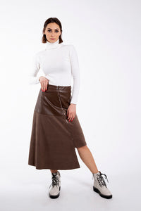 STATIC SUEDE LEATHER COMBO SKIRT