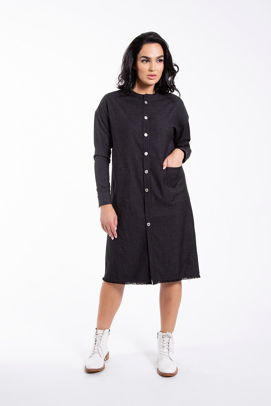 STATIC STRETCH BUTTON FRONT DRESS