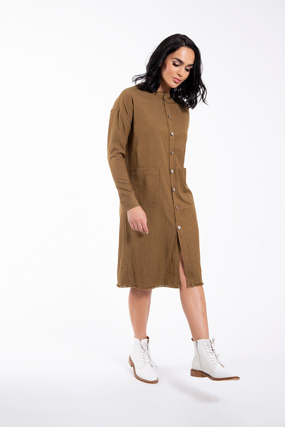 STATIC STRETCH BUTTON FRONT DRESS