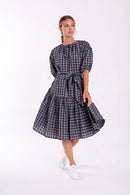STATIC CRINKLE PLAID DROPWAIST DRESS