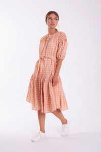 STATIC CRINKLE PLAID DROPWAIST DRESS