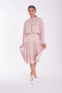 STATIC ELASTIC WAIST TIERED SKIRT