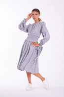 STATIC PLAID TIE CUFF WAISTED DRESS