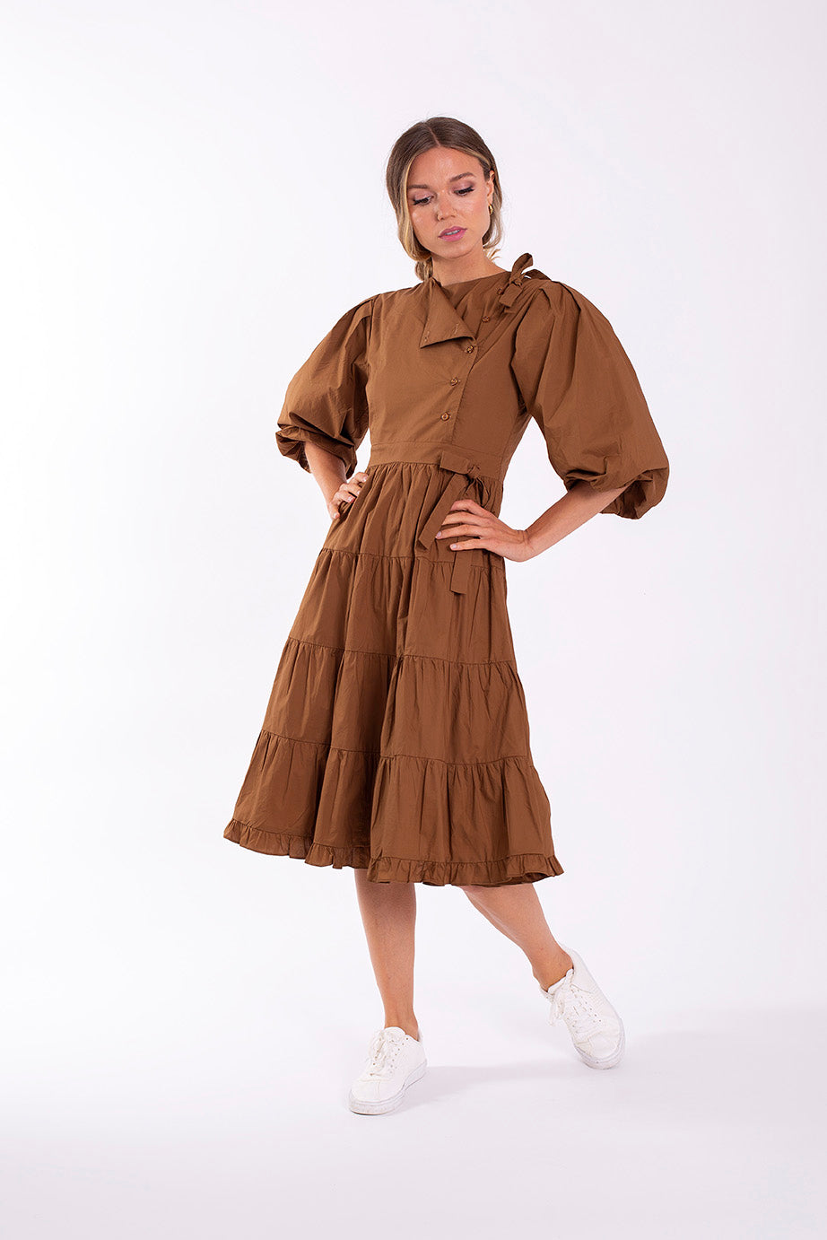 STATIC SIDE BUTTON TIERED DRESS