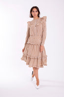 STATIC GINGHAM RUFFLE BIB BLOUSE