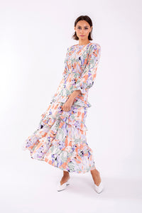 STATIC WATERCOLOR CHIFFON DRESS