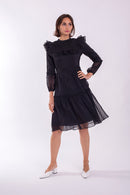STATIC DOTTED RUFFLE DRESS