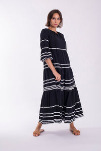 STATIC CONTRAST TRIM MAXI DRESS