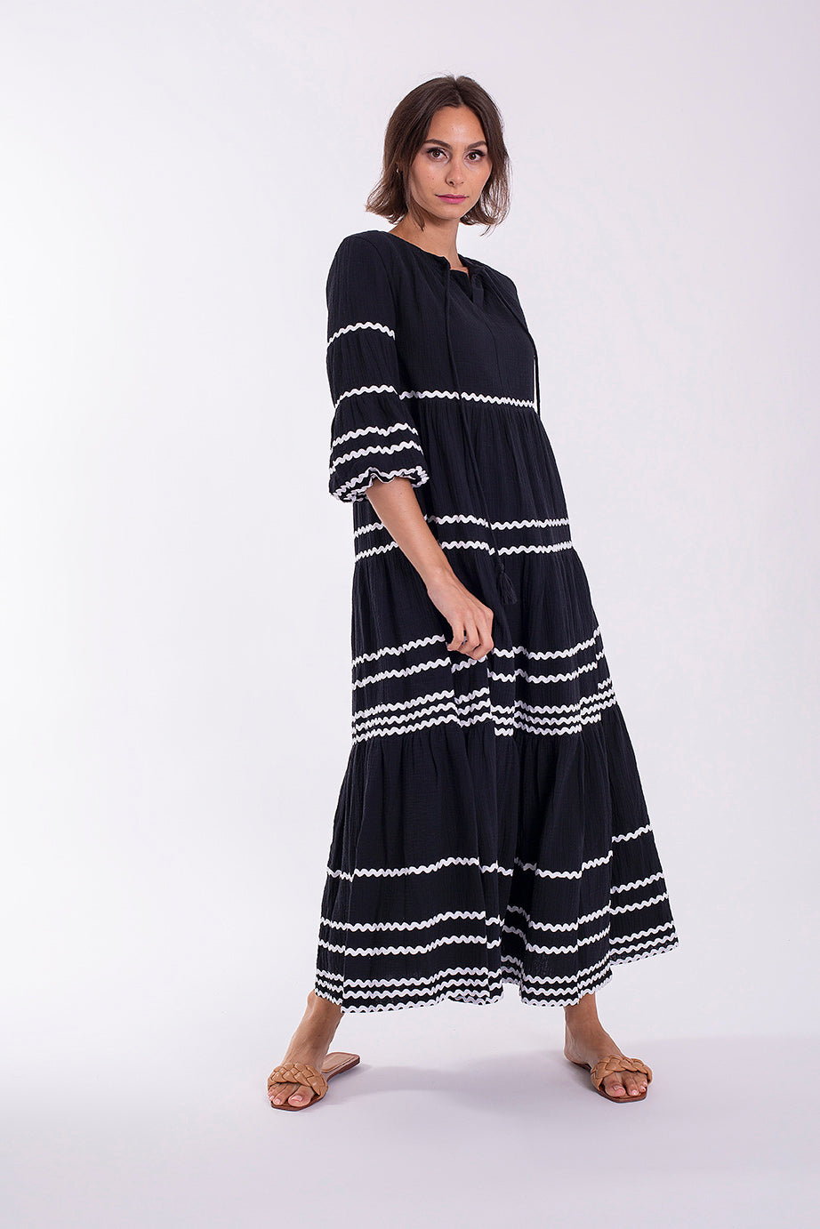 STATIC CONTRAST TRIM MAXI DRESS