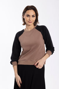 STATIC CHENILLE COLORBLOCK SWEATSHIRT
