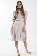 STATIC SMOCKED PUFF SLEEVE DRESS