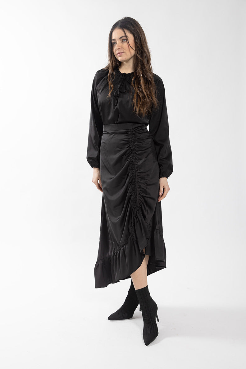 STATIC SATIN RUCHED SKIRT