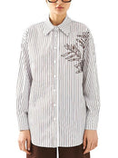 ACCESS STRIPED SHIRT W EMBROIDERY FLORAL DETAIL