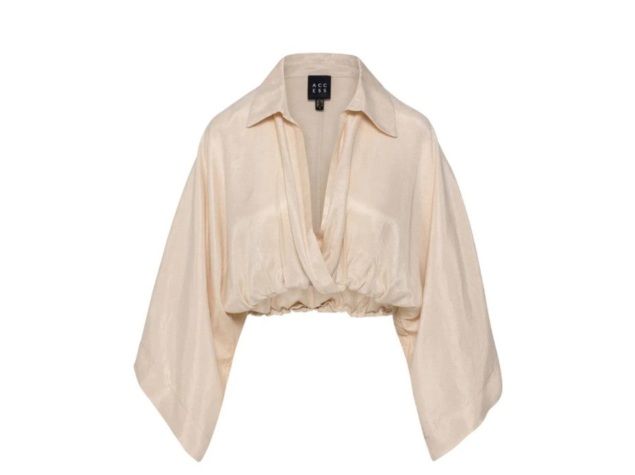 ACCESS BEIGE CROPPED TOP W ELASTIC WAIST