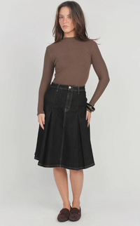 LUNELLA DENIM OPEN PLEAT SKIRT