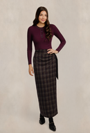 REVERIE & CO PLAID COLUMN SKIRT