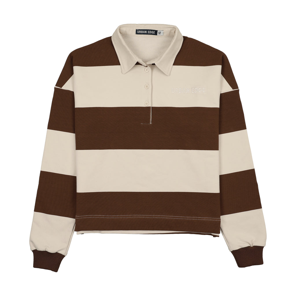 URBAN EDGE STRIPED RUGBY SWEATSHIRT