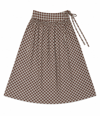 GOLD THREAD PLAID MIDI SKIRT