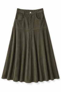 GOLD THREAD CORDUROY YOLK SKIRT