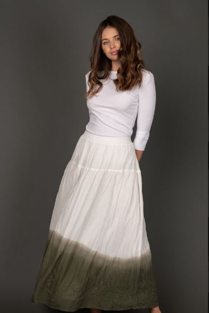 MADISON & PARK OMBRE CREPE MIDI SKIRT