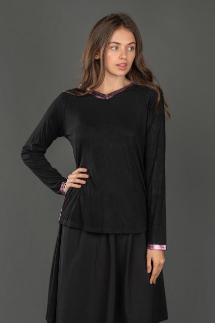 MADISON & PARK COTTON SHIRT WITH PINK METALLIC TRIM