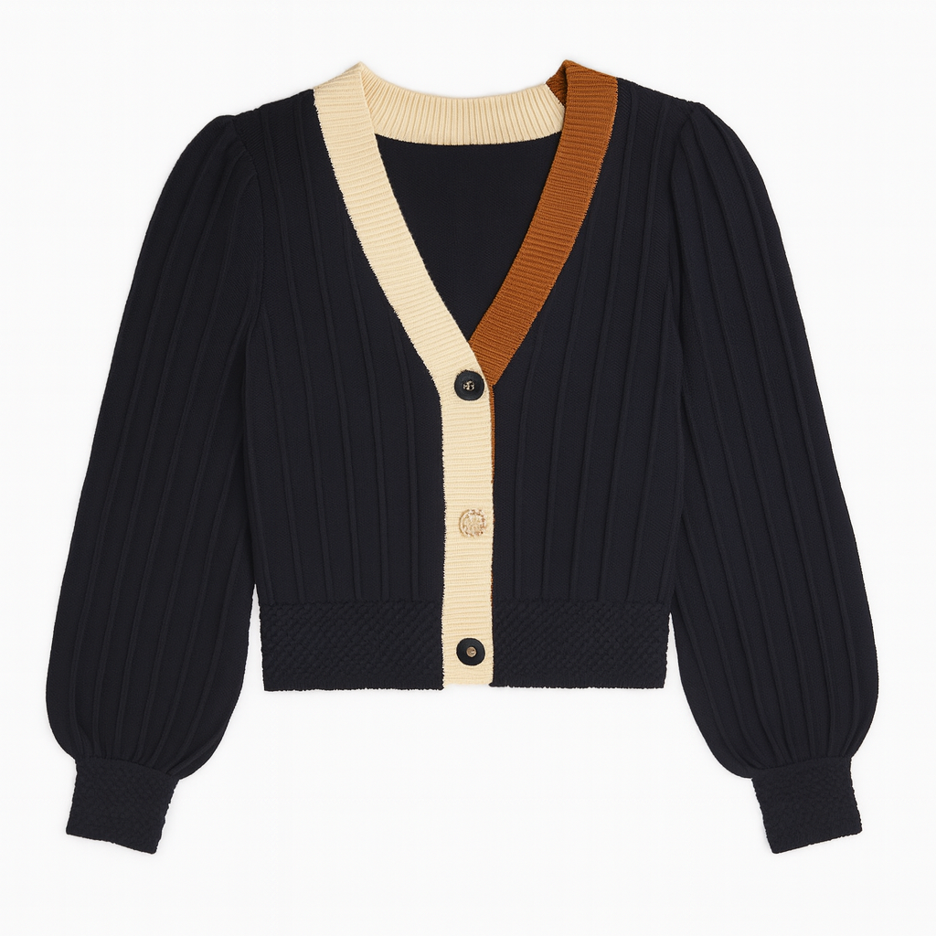 THML COLORBLOCK KNIT CARDI SWEATER