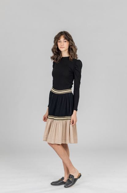 NONI CRIMPED BANDED SKIRT