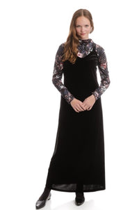 ENGLISH SET-VELVET JUMPER W BURNOUT FLORAL TOP