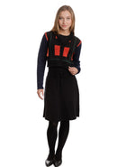 DONNA BELLA PLAID SWEATER W CABLE KNIT SLEEVES