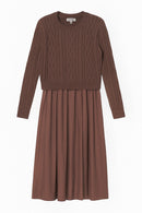 LINK + LUXE SET - LONG SLEEVE DRESS W CABLE SWEATER