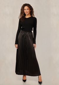 ENGLISH DRAWSTRING PLEATED SATIN SKIRT