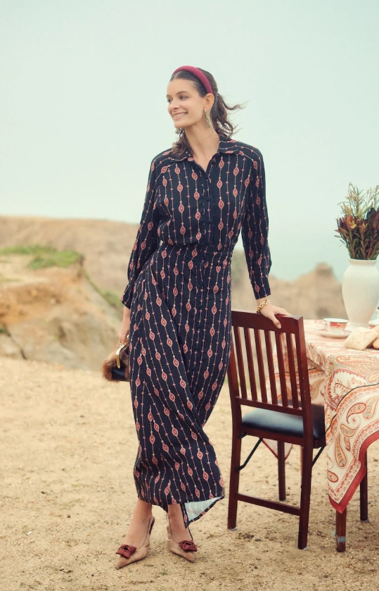 PASHMINA VALENCIA PRINTED BUTTONDOWN MAXI DRESS