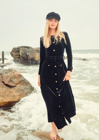 PASHMINA VELVET BELTED MAXI DRESS