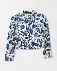 VELVET HEART PRINTED FLOWER BLOUSE W COLLAR